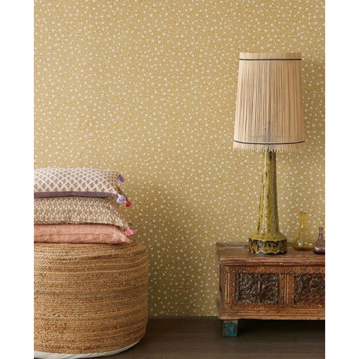 Eijffinger|Papel pintado florecillas dispersas amarillo ocre|Papel Pintado