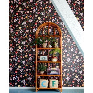 Versace|Papier peint baroque cercles floraux or et noir|Papier Peint 2