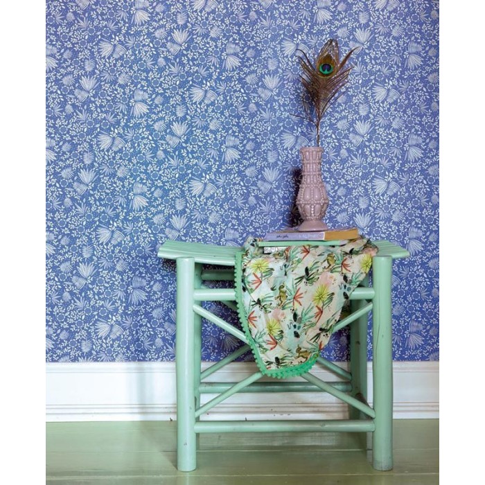 Eijffinger|Botanical wallpaper with blue fern leaves|Wallpaper