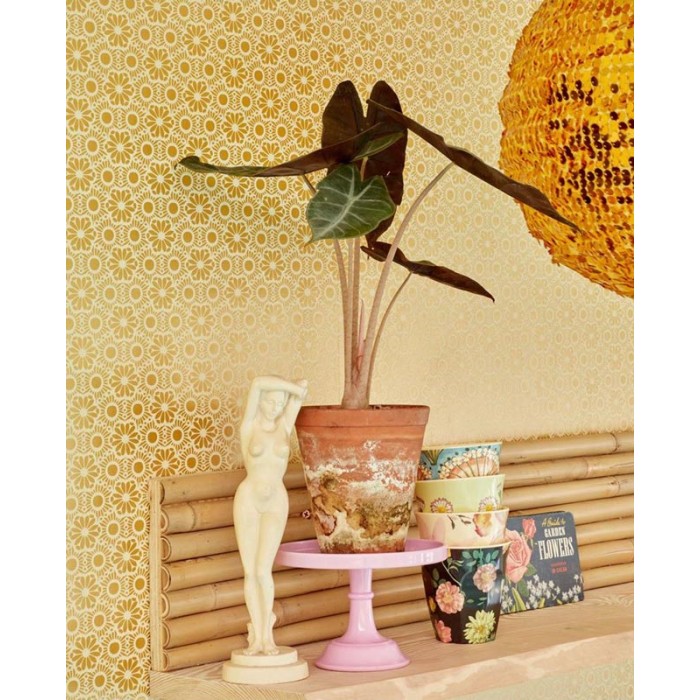 Eijffinger|Papier peint petites fleurs brillantes ocre jaune|Papier Peint