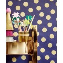 Eijffinger|Papel pintado lunares azul dorado brillante|Papel Pintado