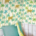 Eijffinger|Wandbild Kinder Palmen und Leoparden|Wandbild