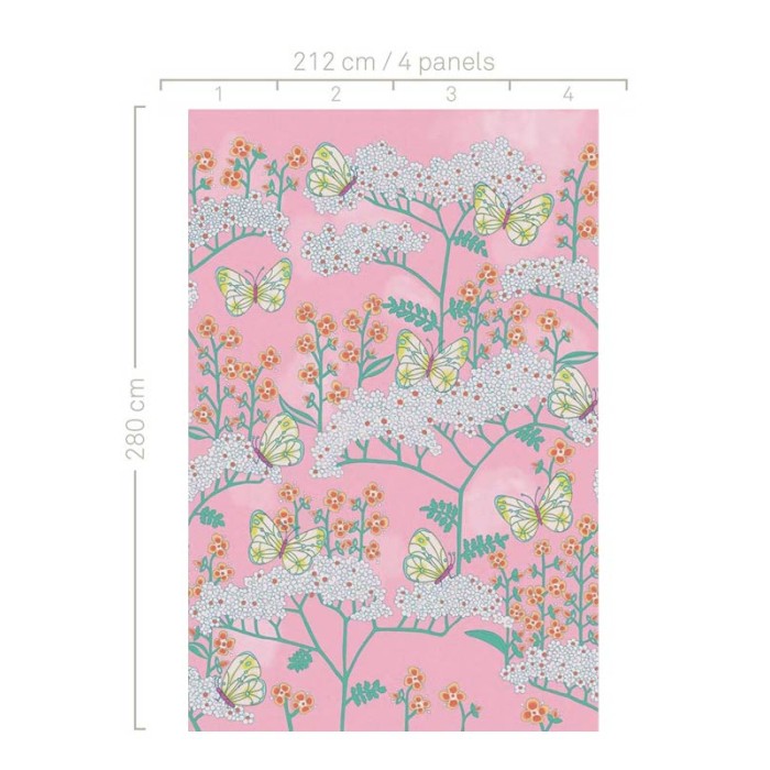 Eijffinger|Wandbild Kinder rosa Schmetterlinge und Blumen|Wandbild