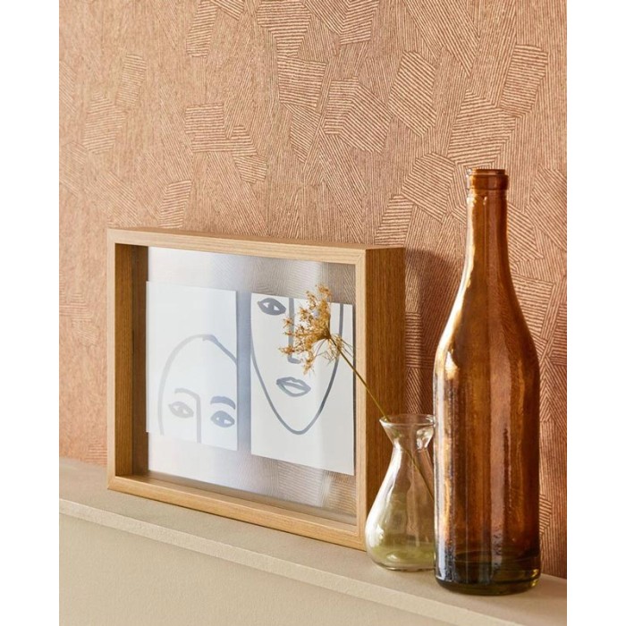 Eijffinger|Papel pintado geométrico parches textil terracota brillante|Papel Pintado