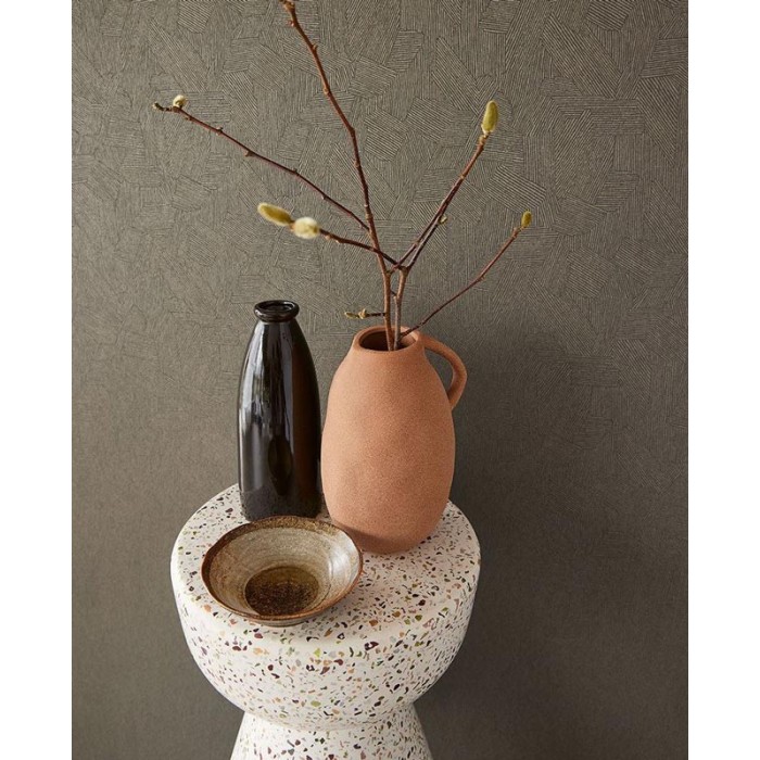 Eijffinger|Papel pintado geométrico parches textil marrón brillante|Papel Pintado