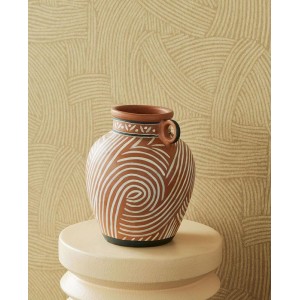 Eijffinger|Modern wallpaper with interwoven ball of lines in khaki green|Wallpaper 2