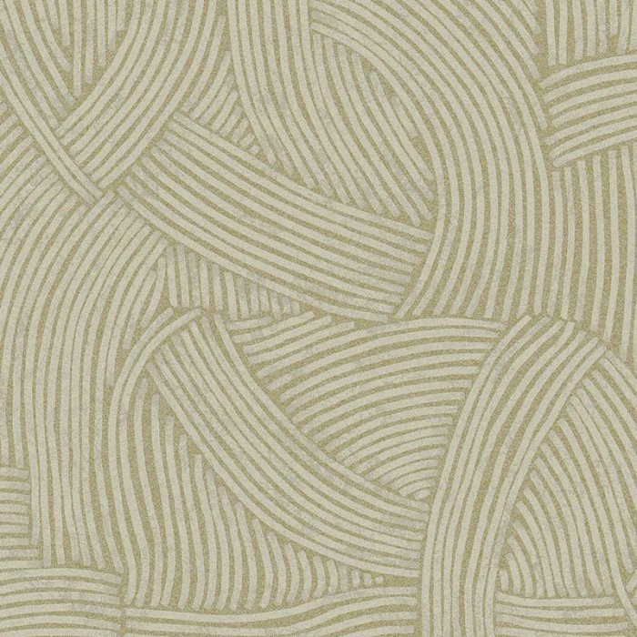 Papel pintado ovillo de líneas entrelazadas verde caqui moderno - Eijffinger Twist 318013