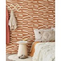 Eijffinger|Geometric ethnic wallpaper with terracotta brown stripes|Wallpaper
