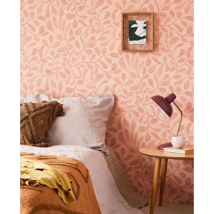 Eijffinger|Papel pintado hojas acuarela rosado|Papel Pintado