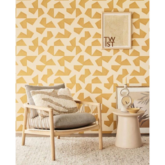 Eijffinger|Abstract geometric wallpaper in yellow|Wallpaper