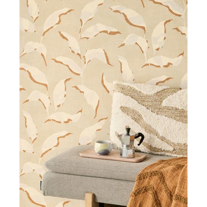 Eijffinger|Abstrakte Blätter Tapete in Sandbeige|Tapeten