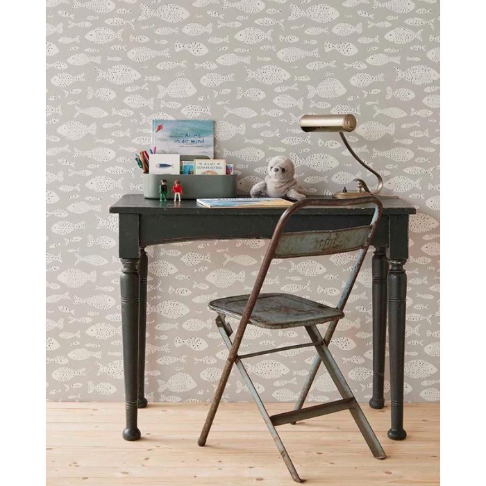 Eijffinger|Papel pintado infantil peces gris plata|Papel Pintado