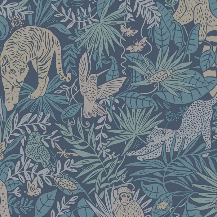 Eijffinger|Papel pintado infantil selva tropical azul|Papel Pintado