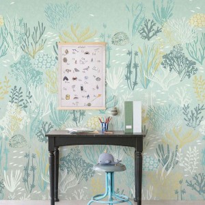 Casamance|Wall mural oriental landscape Japanese garden and pond blue|Wallmurals