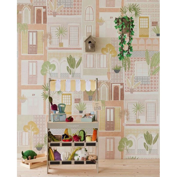 Eijffinger|Mural pared infantil casitas multicolor|Murales de Pared