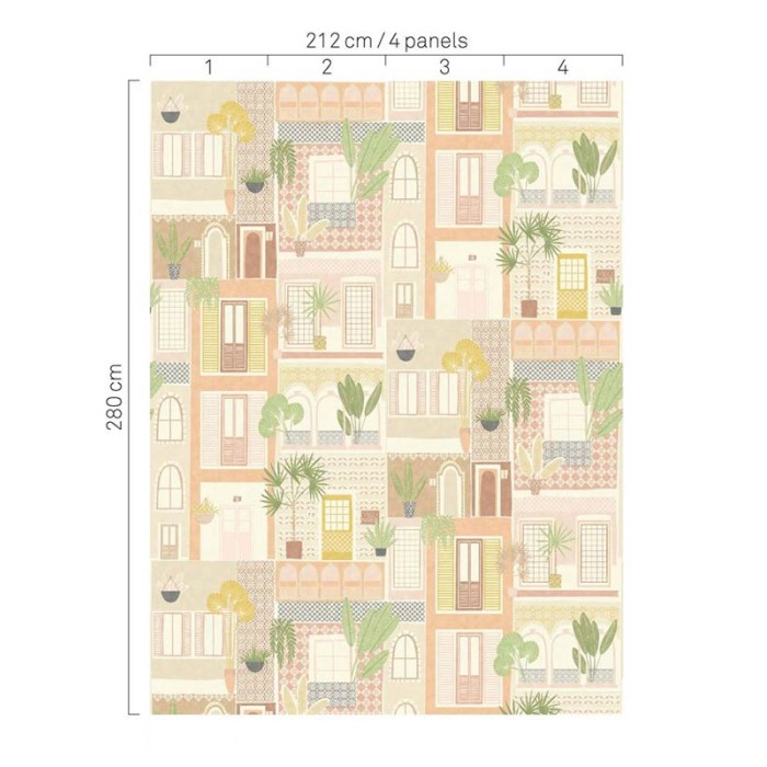 Eijffinger|Papier peint panoramique enfant petites maisons multicolores|Panoramiques
