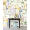 Eijffinger|Papier peint panoramique quartier enfant maisons et plantes pastel|Panoramiques