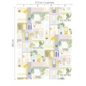 Eijffinger|Wandbild Kinder Viertel Häuser und Pflanzen Pastell|Wandbild