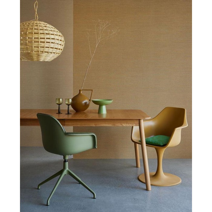 Eijffinger|Vinyl wallpaper with natural ochre yellow raffia effect|Wallpaper