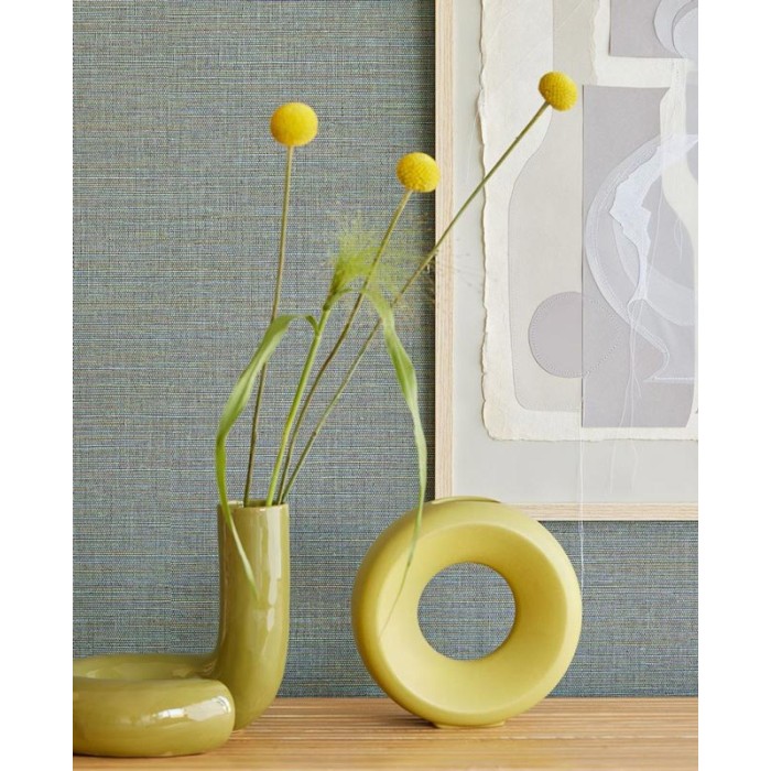 Eijffinger|Papel pintado vinílico fibras naturales verde azul|Papel Pintado