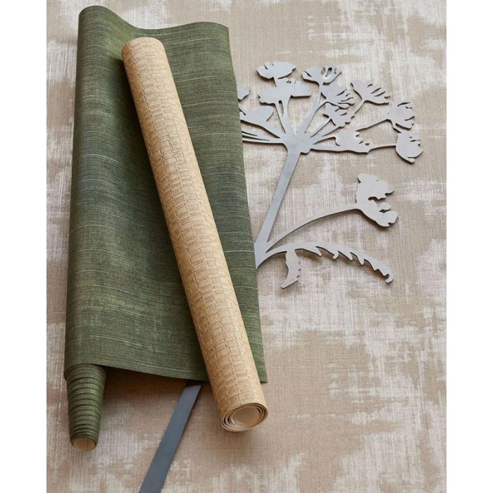 Eijffinger|Papel pintado vinílico lino verde topo lavado a la piedra|Papel Pintado