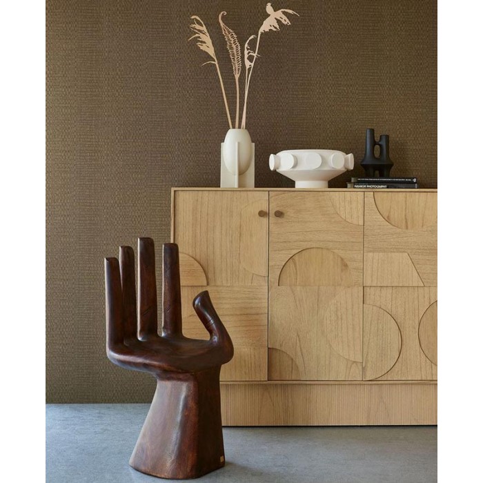 Papel pintado vinílico mimbre marrón rústico - Eijffinger Canvas 313533