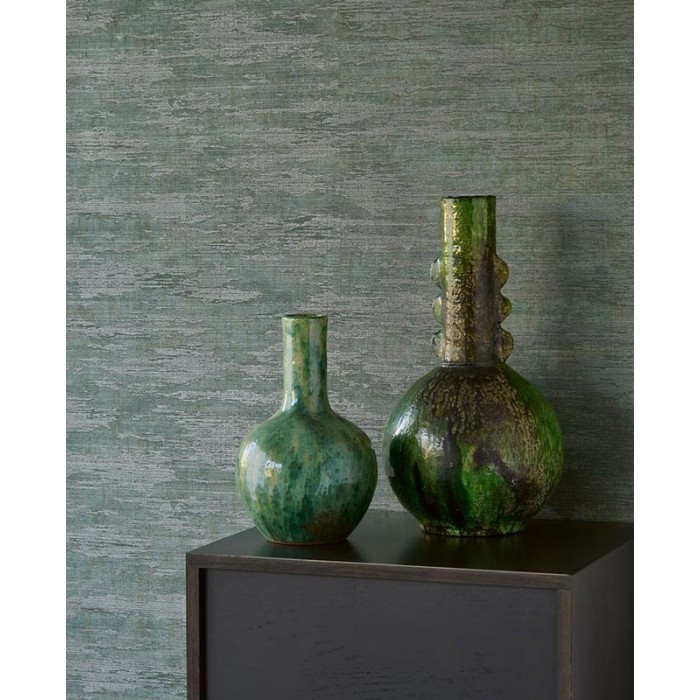 Eijffinger|Vinyl-Tapete Seide grün mit Metallic-Details|Tapeten