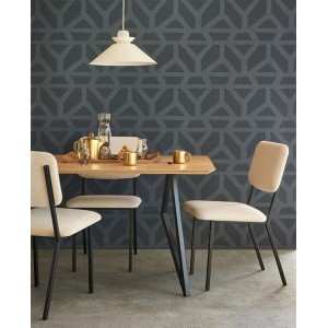 Versace|Baroque wallpaper with floral circles in gold and black|Wallpaper 2