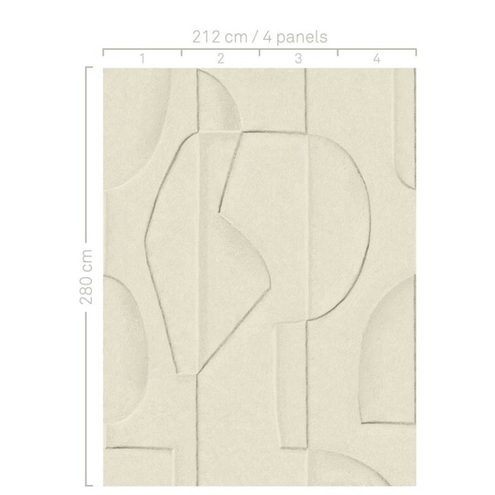 Eijffinger|Mural pared figura tallada en arcilla minimalista beige|Murales de Pared