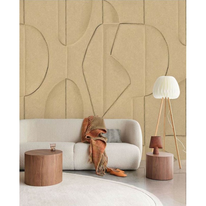 Eijffinger|Mural pared contemporáneo figuras talladas arcilla marrón|Murales de Pared