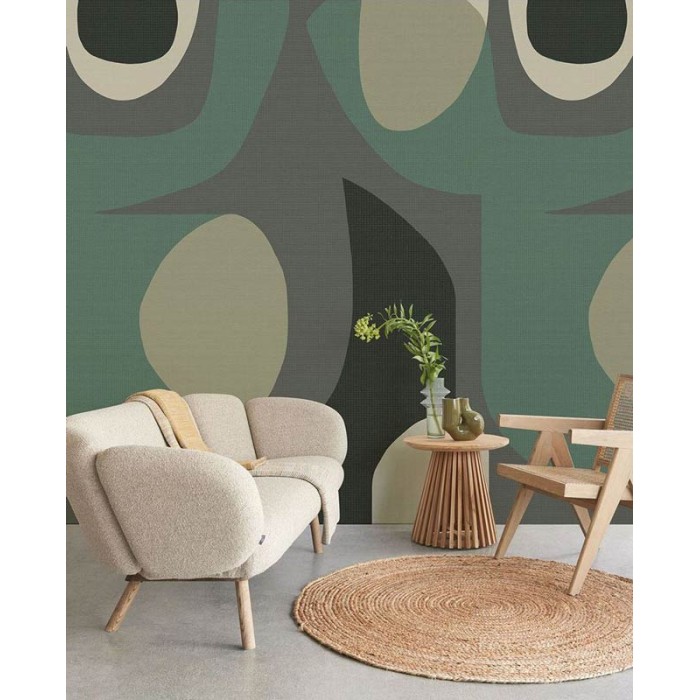 Mural pared abstracto contemporáneo verde - Eijffinger Artifact 312483