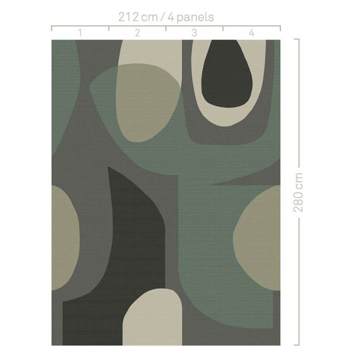 Mural pared abstracto contemporáneo verde - Eijffinger Artifact 312483