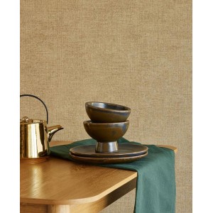 Casamance|Leinentapete beige mit bestickten Blättern|Tapeten 2