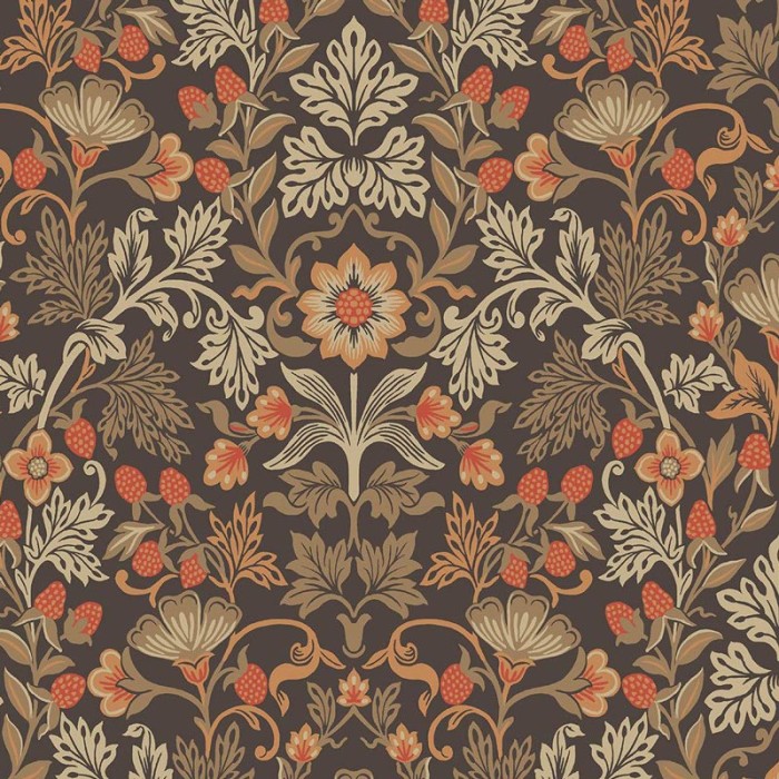 Papeldecor|Papel pintado floral retro marrón|Papel Pintado