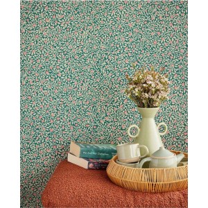 2-5743 - Papel Pintado ramillete flores azul verde 2