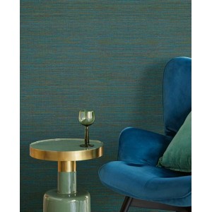 Elitis|Turquoise wallpaper with artisanal wicker texture|Wallpaper 2